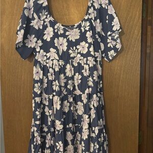SO Navy Floral Dress with White and Lavender Accents